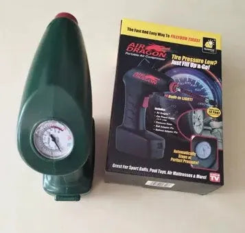 Portable 12V electric car tyre air pump with motor unit and air hose