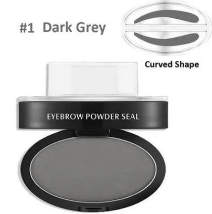 Eyebrow powder stamp kit with 10 colour options including dark brown and light brown shades for natural brows