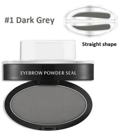 Eyebrow powder stamp kit with 10 colour options including dark brown and light brown shades for natural brows