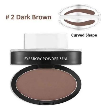 Eyebrow powder stamp kit with 10 colour options including dark brown and light brown shades for natural brows