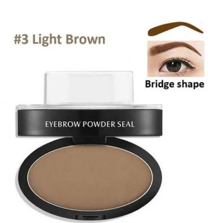 Eyebrow powder stamp kit with 10 colour options including dark brown and light brown shades for natural brows