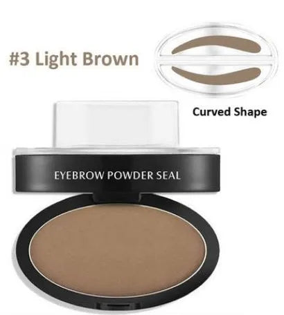 Eyebrow powder stamp kit with 10 colour options including dark brown and light brown shades for natural brows