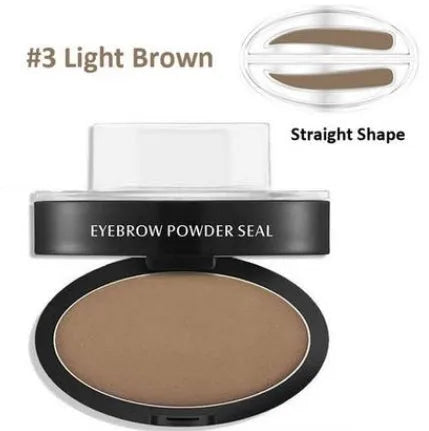 Eyebrow powder stamp kit with 10 colour options including dark brown and light brown shades for natural brows