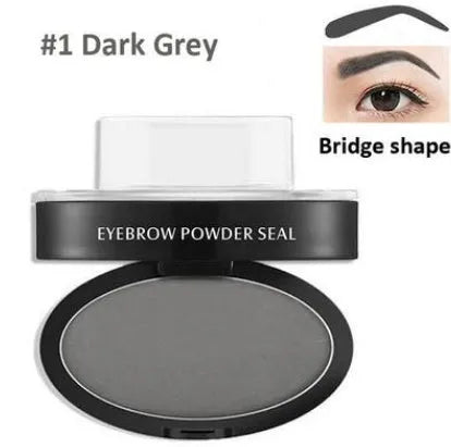 Eyebrow powder stamp kit with 10 colour options including dark brown and light brown shades for natural brows