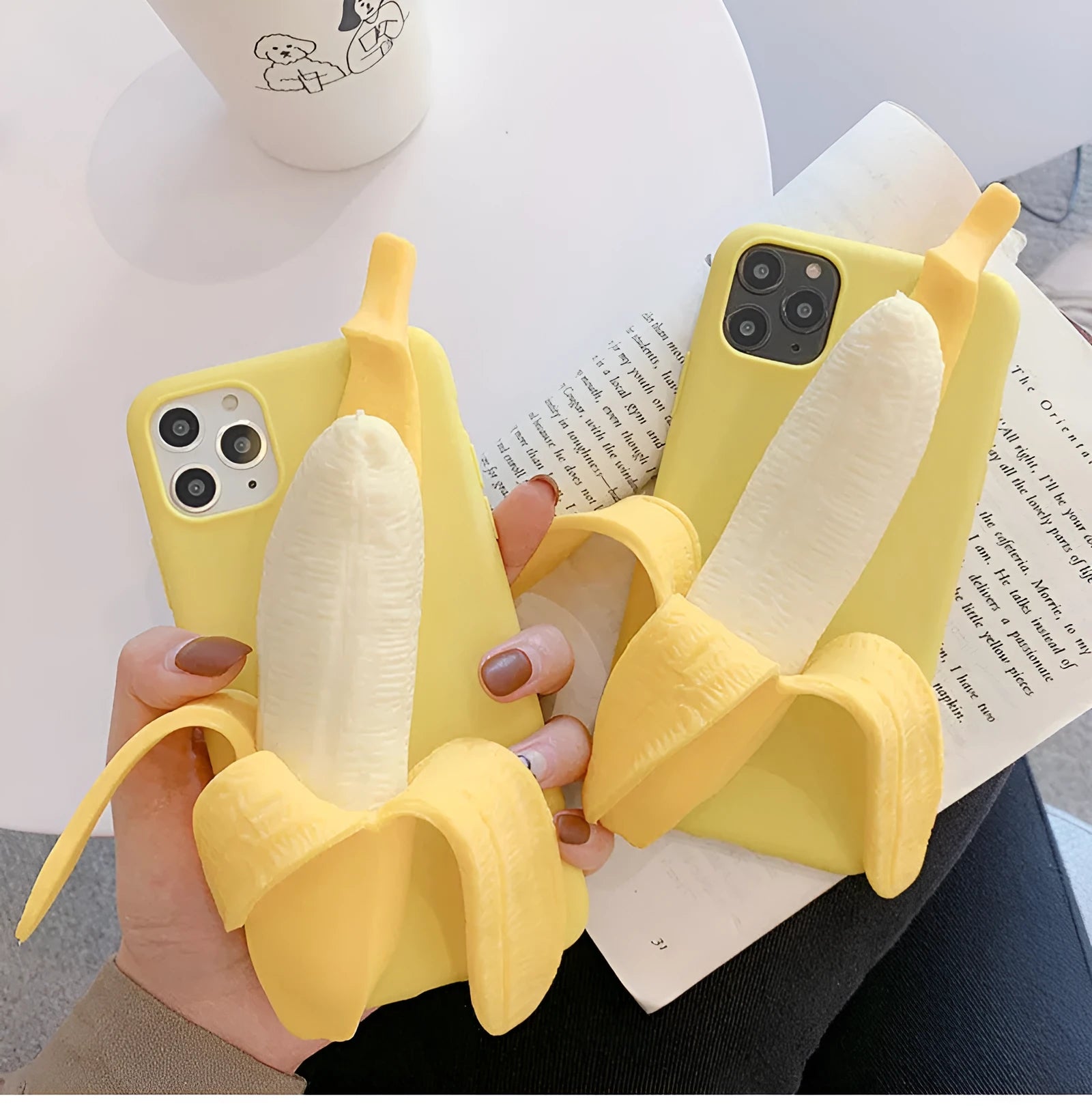 Yellow banana design silicone phone case with zipper detail for iPhone protection