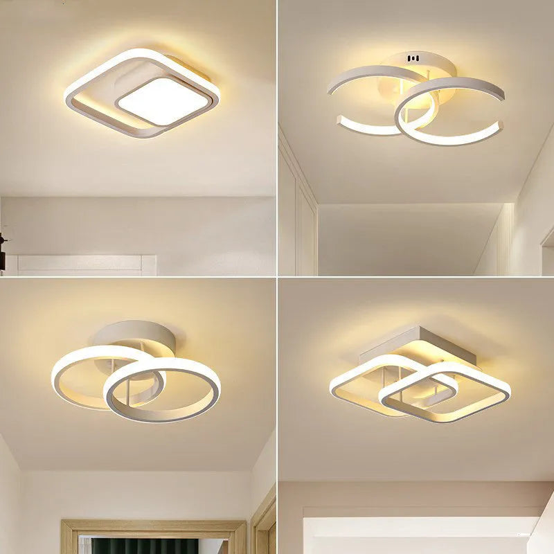 Commercial corridor aisle lights in black double semicircle or white double circle designs with remote control