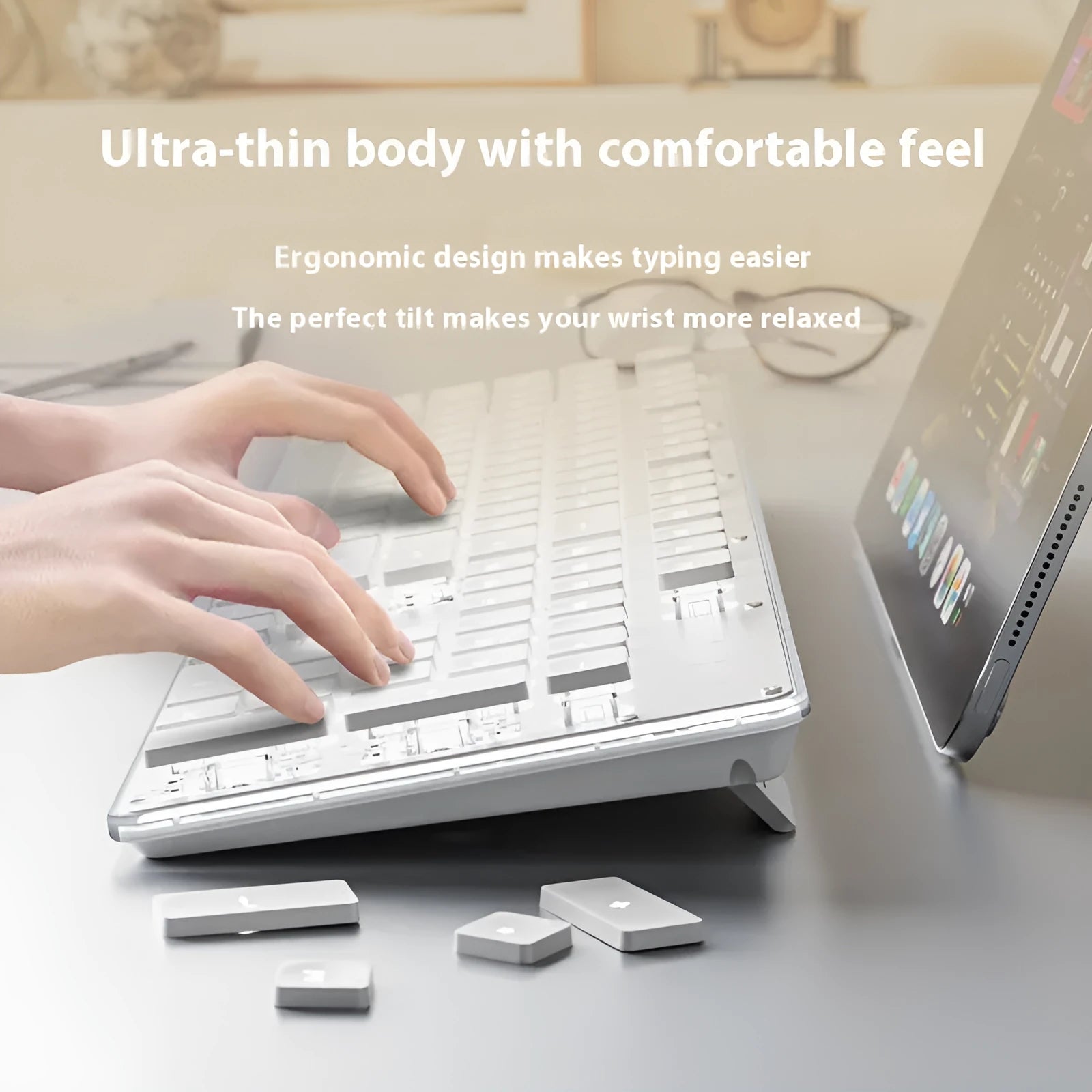 Button Mute Keyboard wired mechanical feeling keyboard with coloured backlight options