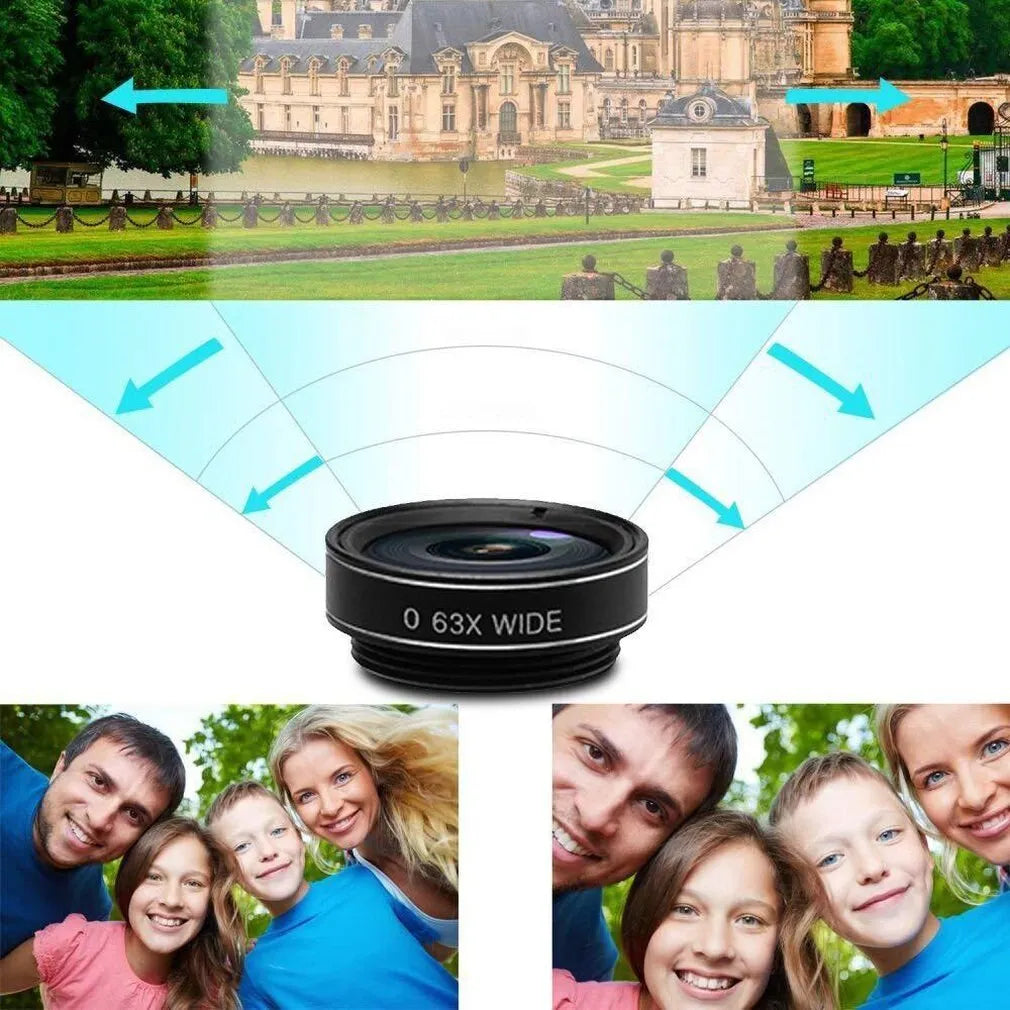 Ten-in-one mobile phone camera lens set with black aluminium-magnesium alloy housing and HD glass optics