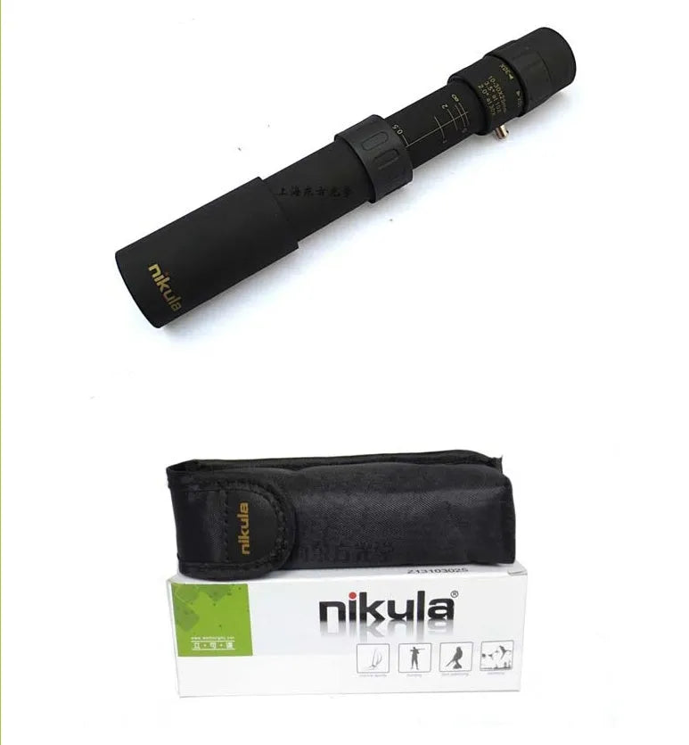 Black 10-30x25 compact zoom monocular telescope with 25mm objective lens and Bk4 prism