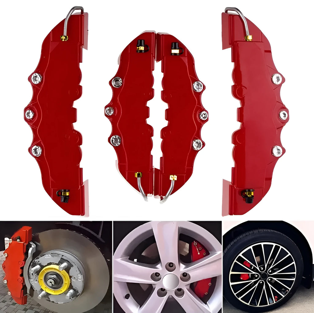 Four-piece red brake caliper cover set for car modification with three size options
