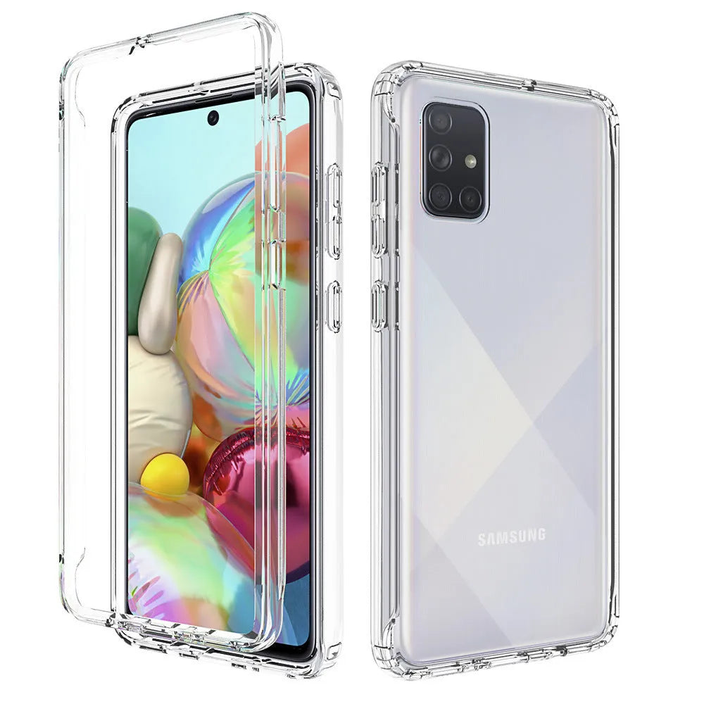 Transparent anti-drop phone case for Samsung Galaxy smartphones showing clear design