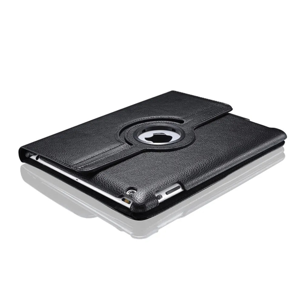 iPad PU leather rotary case in clam shell design with sleep function for multiple iPad models