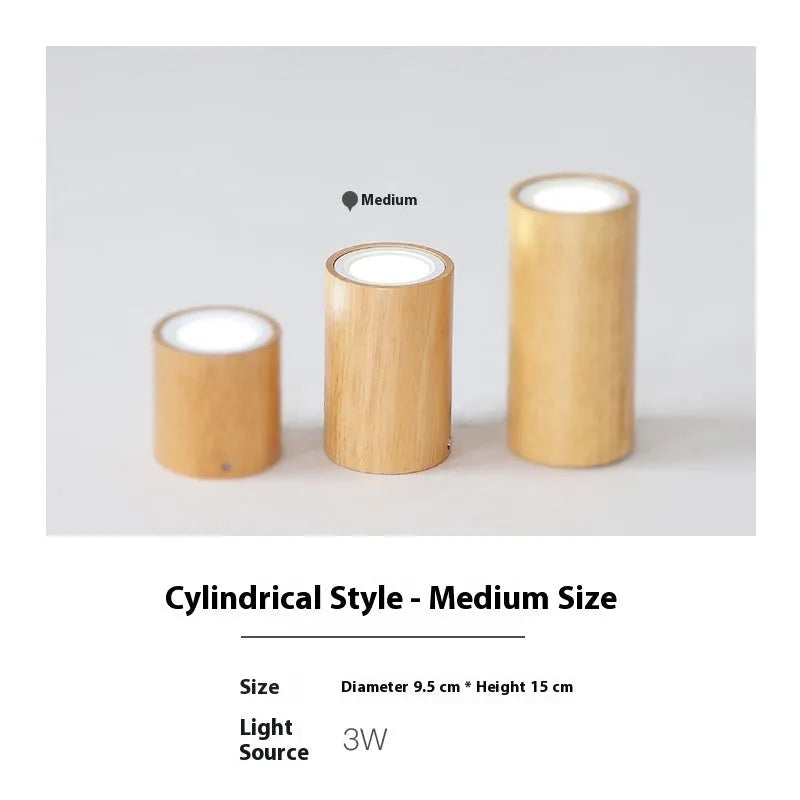 Solid wood modern surface mounted downlight in wood colour round and square shapes for corridor or entrance.