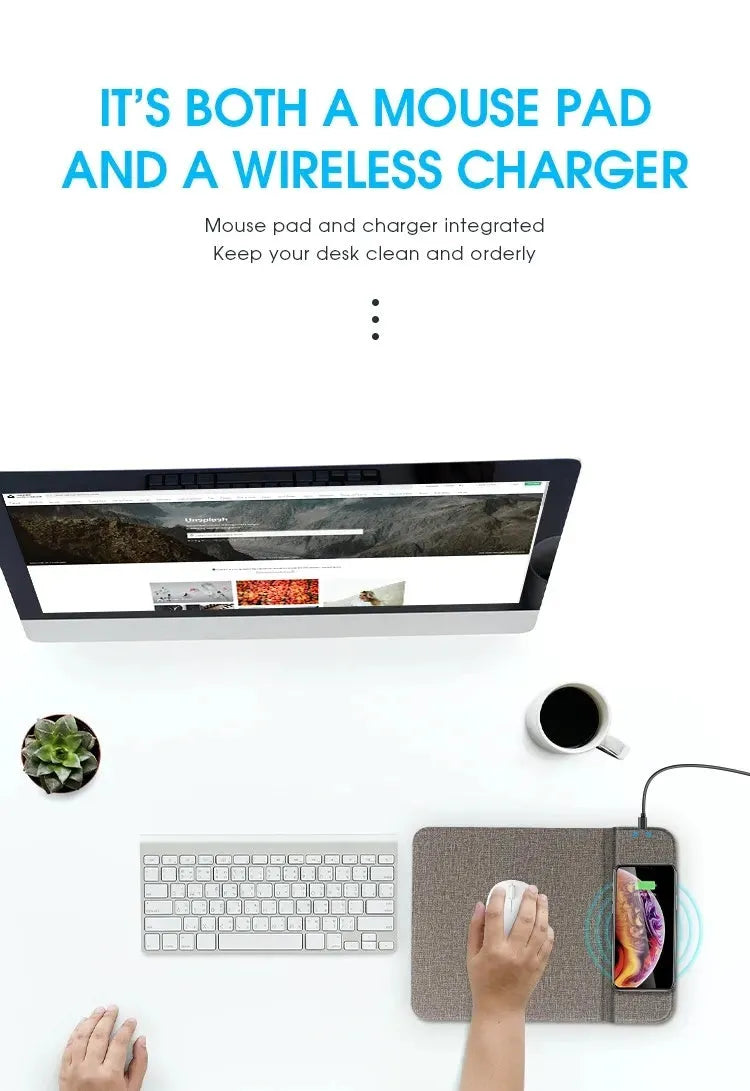 Grey foldable fabric wireless charging phone stand showing adjustable angle.