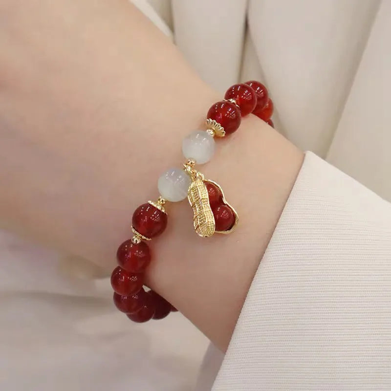 Chinese style glass bracelet with bamboo joint design elements in multiple colour options