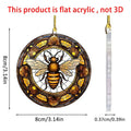 Round clear acrylic pendant with yellow and black bee disc cartoon design