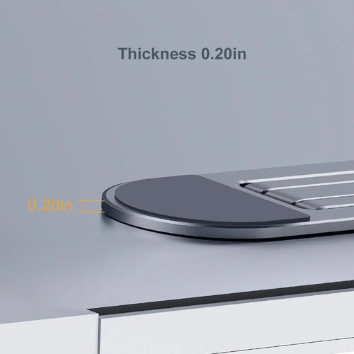 Silver aluminium alloy notebook stand 216x26mm with silicone pads on desk