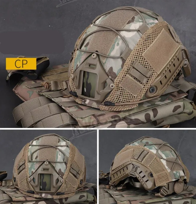 Camouflage nylon protective sleeve for standard helmet, measuring 33x24.5cm
