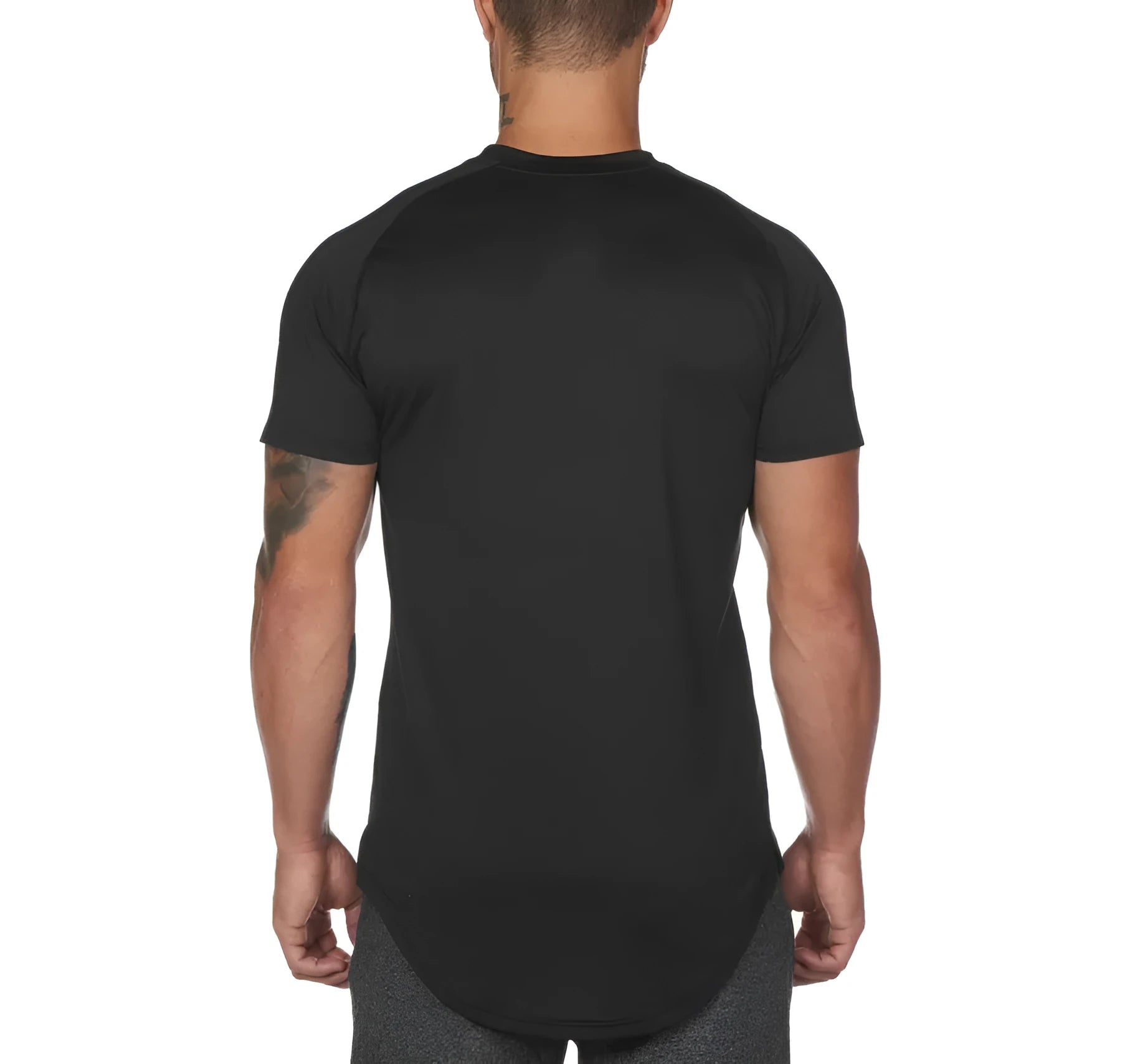 Mens plain cotton-spandex fitness shirt shown in multiple colour options including army green, black, and white.