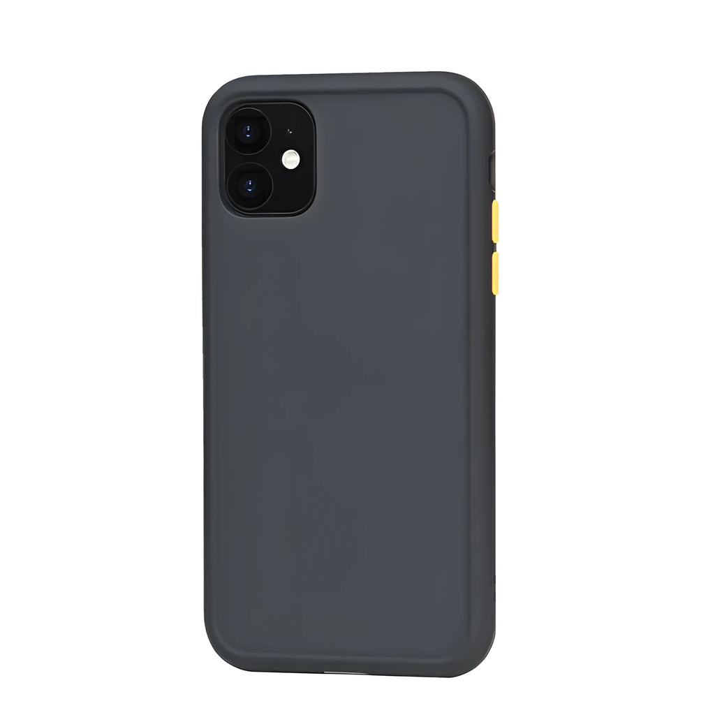 Frosted silicone phone case for iPhone in ten colours, including Black, Red, and Sky Blue.