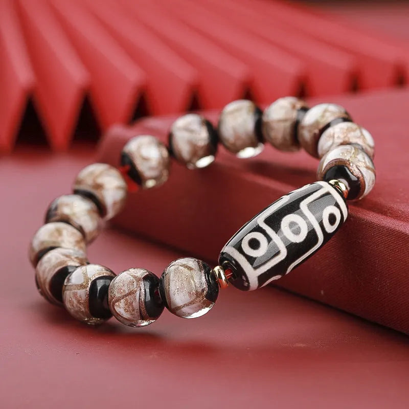 Chinese style coloured glaze bracelet with snake lucky beads in three size options