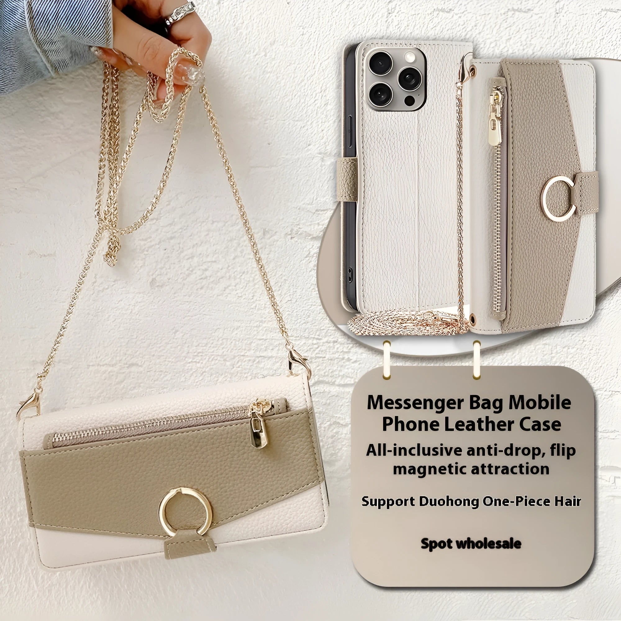 Multifunctional card phone case with lanyard bracket and magnetic suction for Apple iPhone