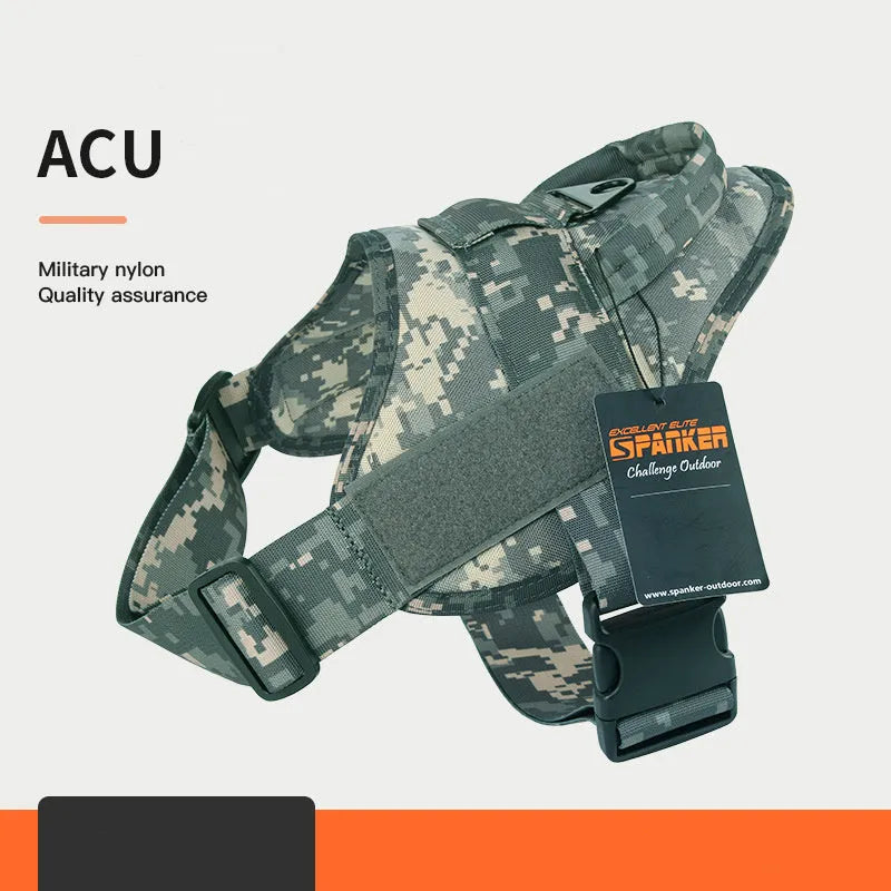 Large and medium dog harness in 1050D nylon with UTX buckle and military webbing, adjustable fit, black colour option