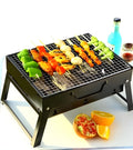 Portable folding charcoal grill rack with 12 airway vents, cold-rolled plate body and chrome-plated iron net, unfolded 35 x 27 x 20cm