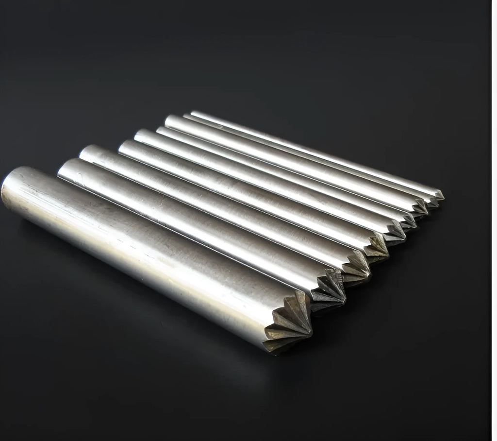 Silver leather punch tool with steel handle, 100mm full length, 10mm blade width, for leather production and DIY leathercraft