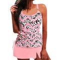 Women's two-piece split skirt swimsuit with briefs, top and shorts, in five colours, sizes S to 2XL