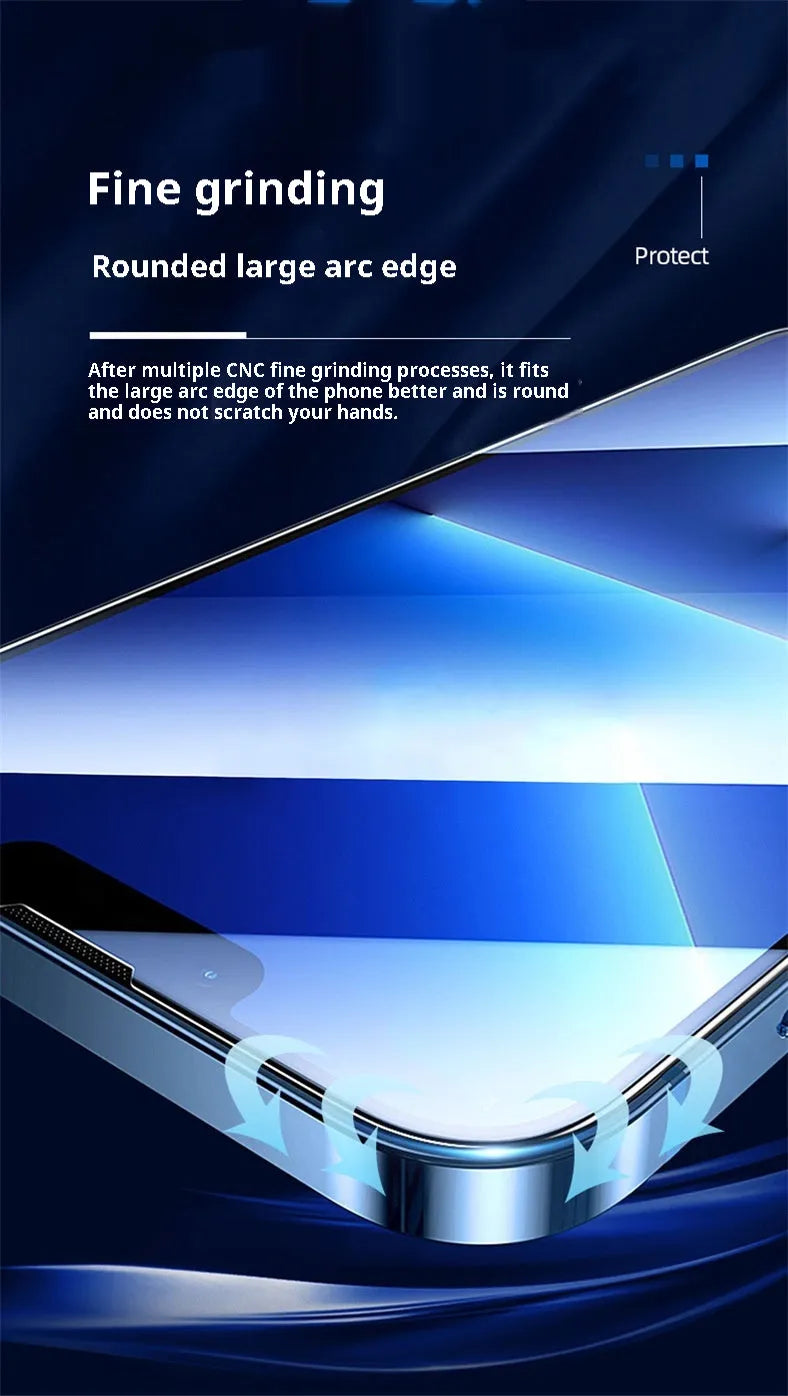 Tempered glass screen protector for iPhone 15 14 13 12 11 X series with anti-fingerprint coating