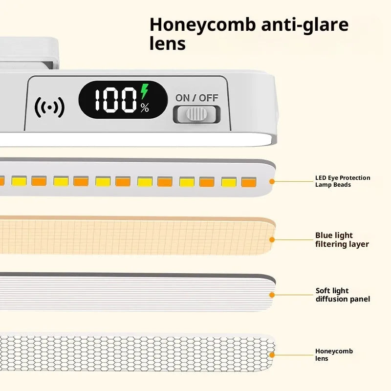 Magnetic rechargeable eye protection table lamp with touch control and adjustable colour temperatures in black