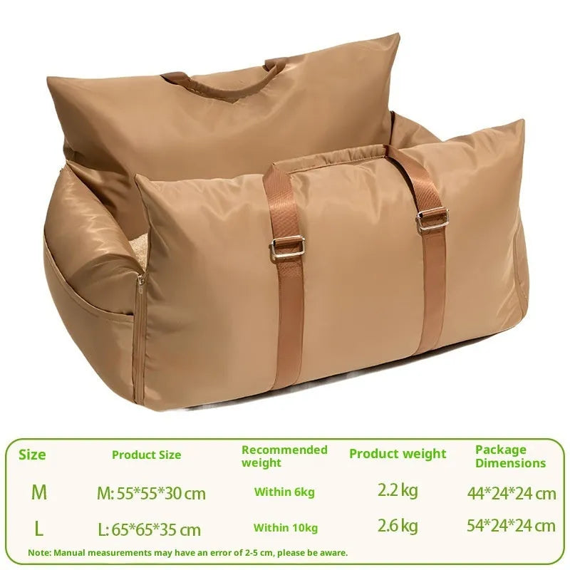 Waterproof non-slip car kennel for dogs in olive green double seat size 65x65x35 cm