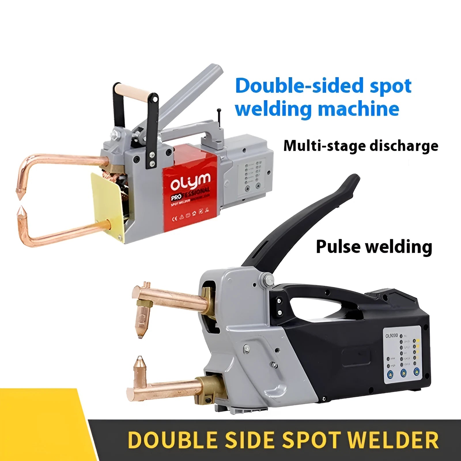 OL8000 manual double-sided spot welding machine with round and pointed welding heads