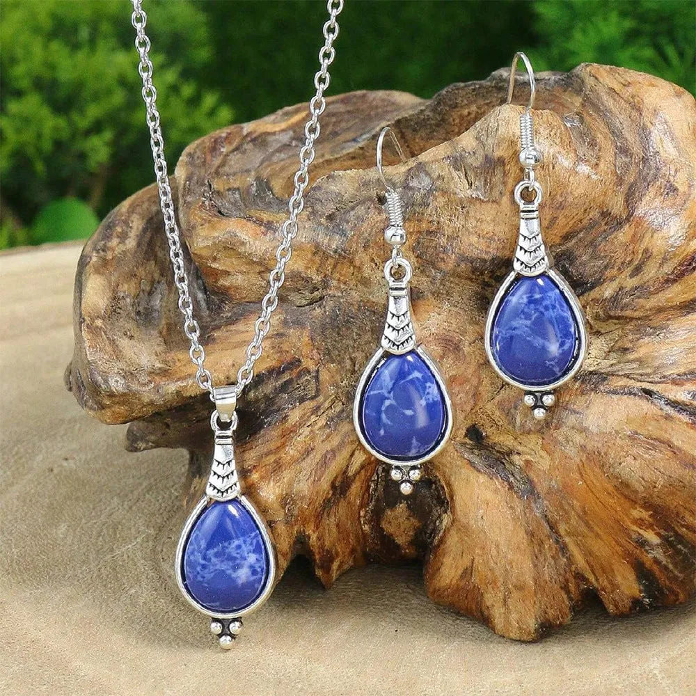 Women's alloy earrings and necklace set with ellipse design in multiple colour options HS 310 HS 184 HS 311 HS 007 HS 036