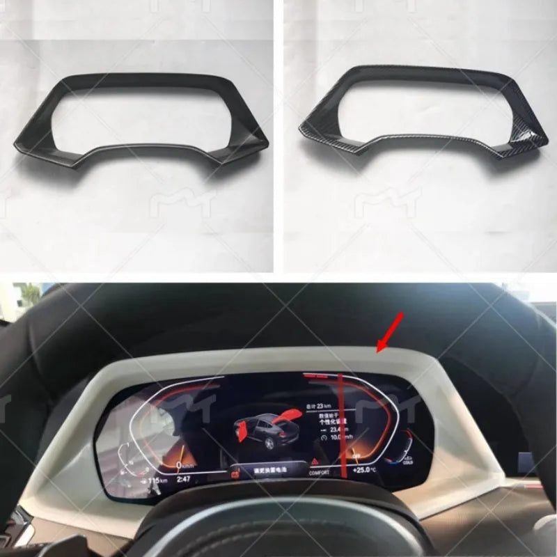 BMW X5 dashboard decorative frame in ABS plastic with Carbon Fibre and Peach Wood finish options