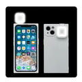 Ring flash mobile phone back cover case for Apple iPhone 13 models in pink, green, and white colours