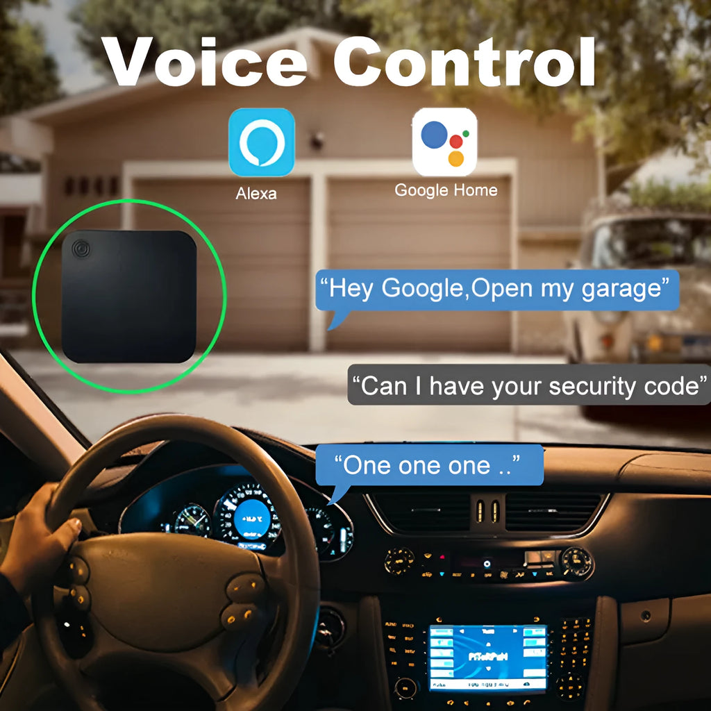 Black WiFi smart garage door controller with USB port for remote and voice control