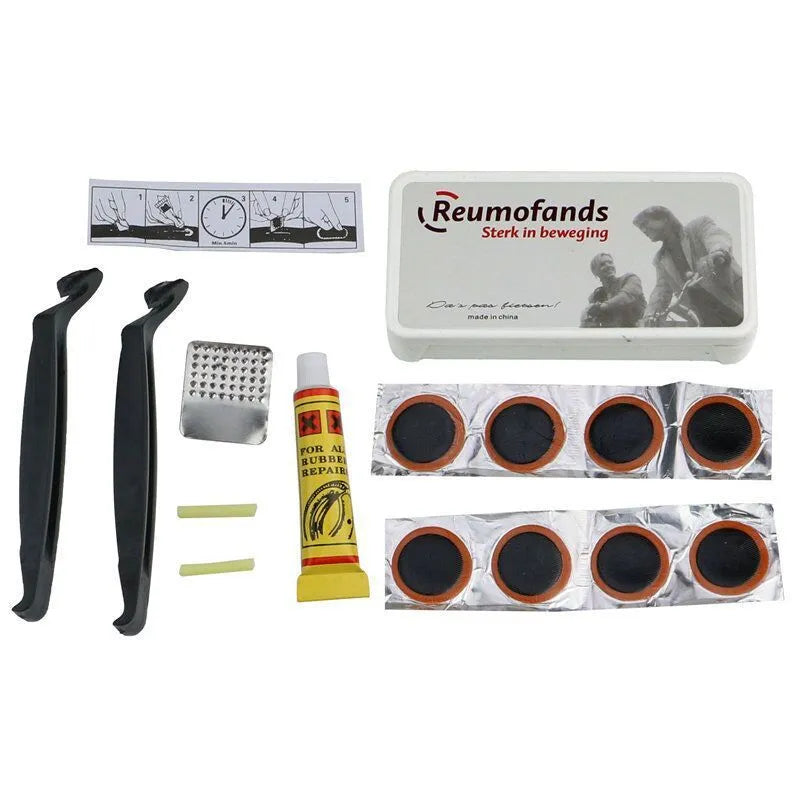 Silicone bicycle cushion saddle with PU leather cover, spring, and included wrench and tyre patches.