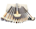 Persian makeup brush set with rice white bristles and champagne coloured handles, showing 12, 18, or 24 piece options.