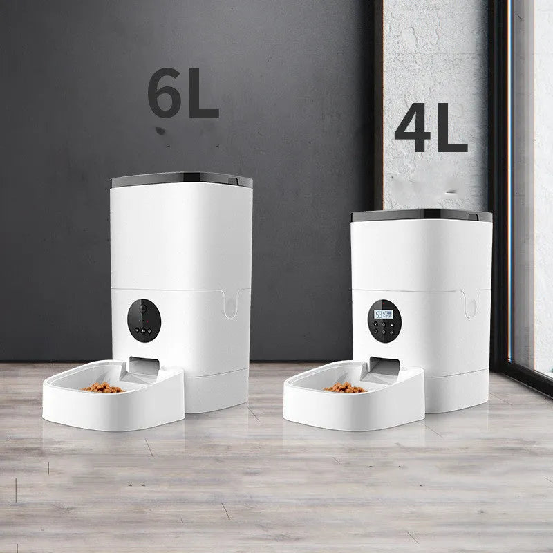 White 6L pet automatic feeder for cats and dogs with food-grade ABS body