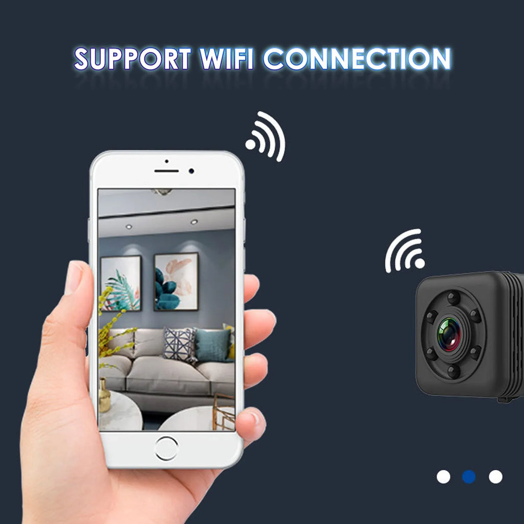 Black SQ29 waterproof sports camera with MicroUSB port and TF card slot.