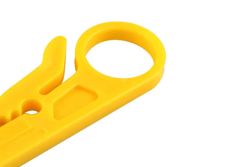 Yellow mini portable wire stripper tool with 0.6mm stripping diameter for network and telephone cables.