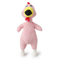 Soft pineapple fleece squeaker dog toy in yellow, green, and pink on a plain background