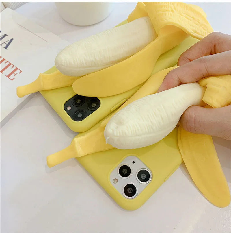 Yellow banana design silicone phone case with zipper detail for iPhone protection