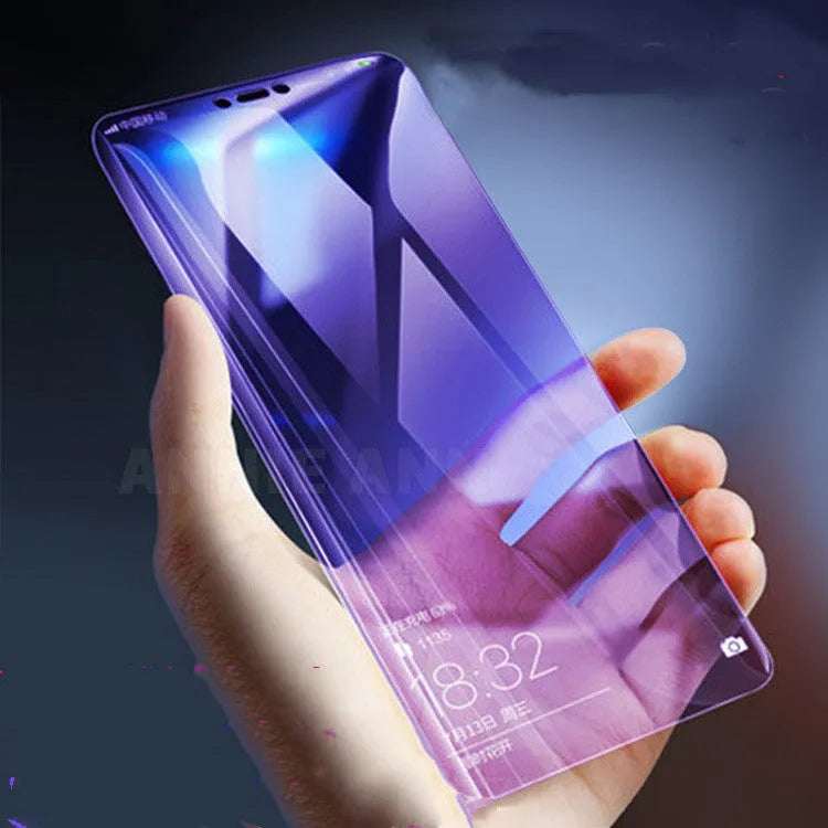 Violet light tempered glass screen protector for Vivo mobile phones on a white background.