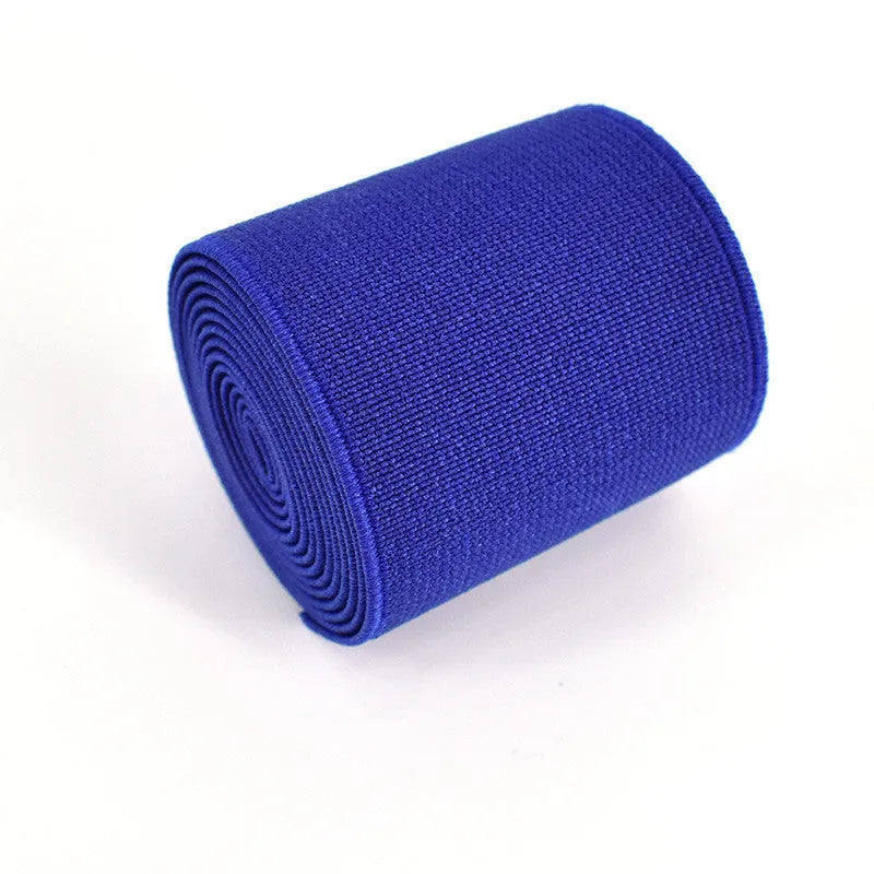 5cm wide colourful elastic band showing ten colour options including black, brown, dark red and blue variants
