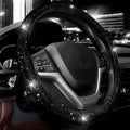 Black rhinestone diamond steering wheel cover for 37-38cm wheels with shiny crystals