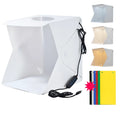 40cm folding studio LED soft light box with adjustable colour temperature and six coloured background cloths for photography