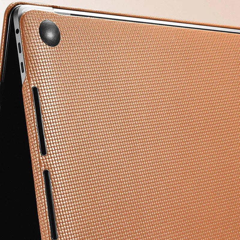 Black first layer cowhide cross pattern ultra-thin leather sleeve for Apple MacBook Pro 13